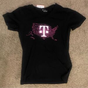 Authentic T-Mobile Cell Phone Woman Employee Graphic T-shirt Black Size Small